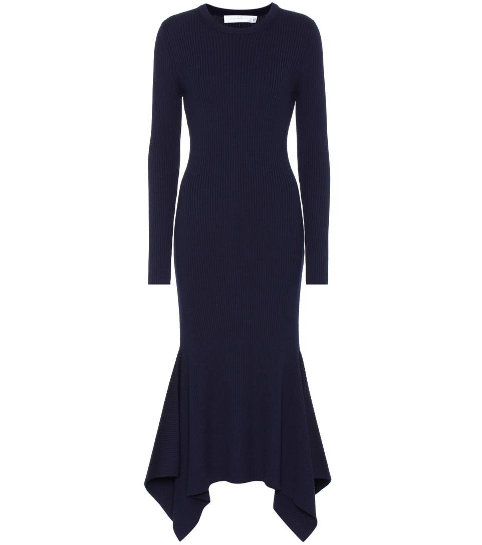 Victoria Beckham Rib-knit Wool Sweater Dress | ModeSens