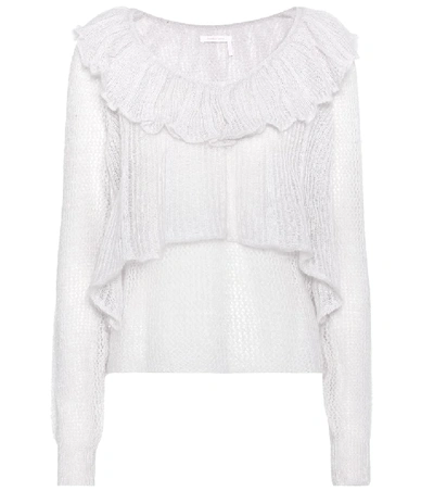 See By Chloé Knitted Mohair-blend Top In White