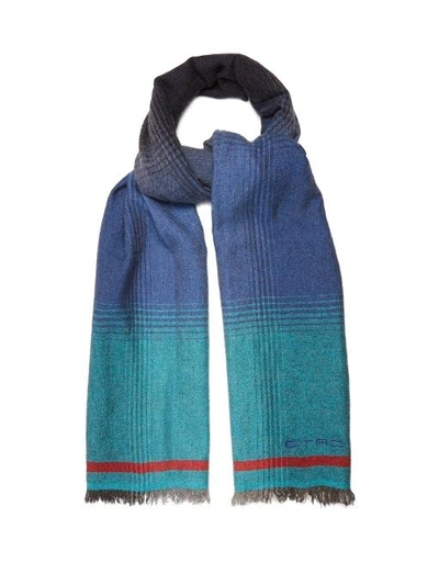 Etro Wool And Cashmere-blend Scarf In Blue Multi