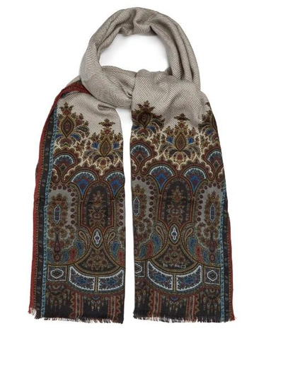 Etro Paisley-jacquard Cashmere And Silk-blend Scarf In Brown Multi