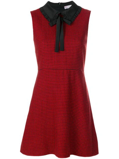 Red Valentino Houndstooth Pattern Dress In Red
