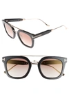 Tom Ford Alex 51mm Sunglasses - Shiny Black / Gradient Brown