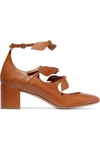 Chloé Mike Bow-embellished Leather Mary Jane Pumps In Tan