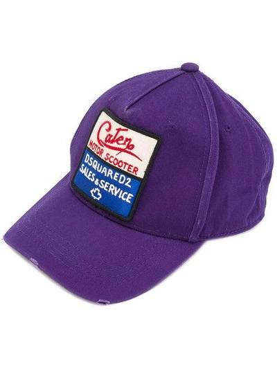 Dsquared2 Distressed Motor Scooter Cap In Purple