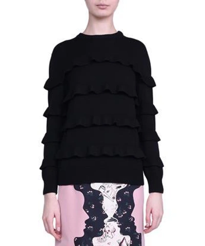 Vivetta Ruffled Wool Sweater In Nero