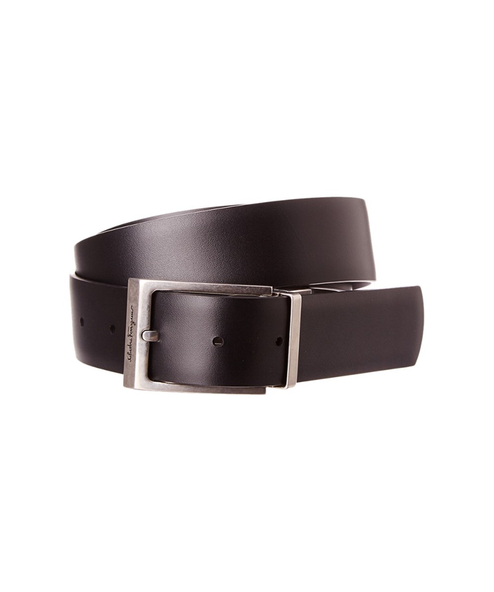 Salvatore Ferragamo Reversible & Adjustable Leather Belt In Black ...