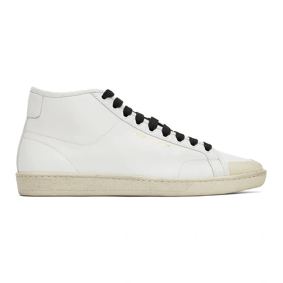 Saint Laurent White Court Classic Sl/39 Mid Sneakers In 9225 Whtblk