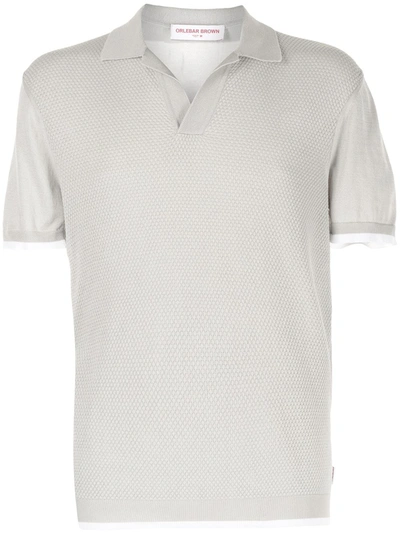 Orlebar Brown Men's Horton Cotton Lattice Polo Shirt In Grey