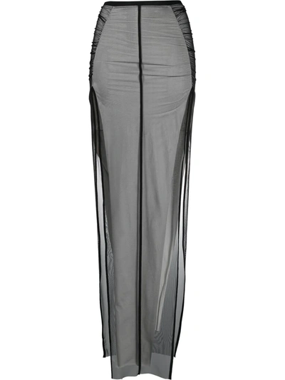 Rick Owens Side Slits Layered Maxi Skirt In Grey