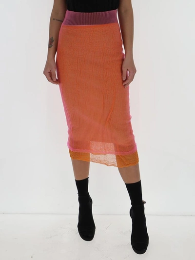 Max Mara Layered Midi Skirt In Orange