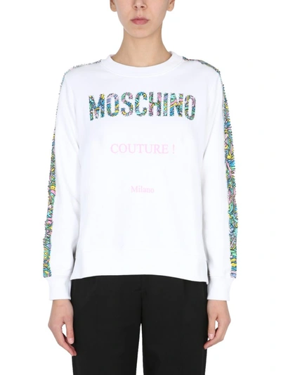 Moschino Sweatshirt With Inside Out Print In White