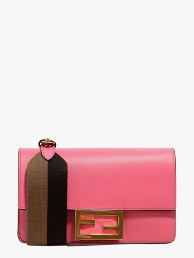 Fendi Flat Baguette Shoulder Bag In Pink