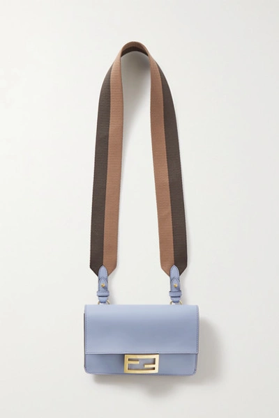 Fendi Flat Baguette Medium Leather Shoulder Bag In Sky Blue