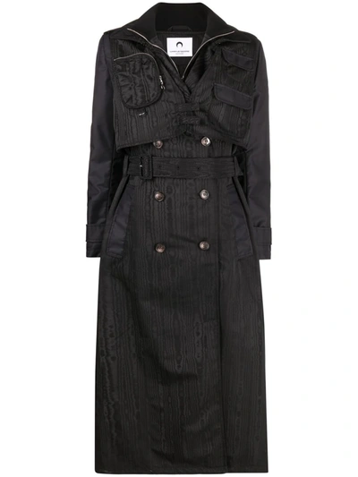 Marine Serre Survival Double-breasted Trench Coat In Black