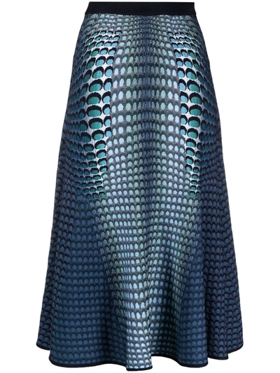 Marine Serre Moonfish Skin Jacquard-knit Skirt In Sea Blue