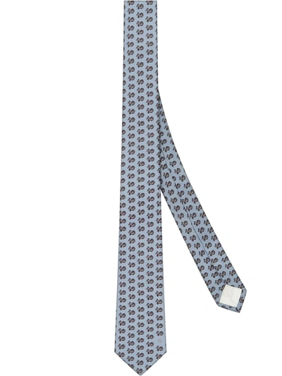 Fendi All-over Logo Print Tie In Bleu Clair