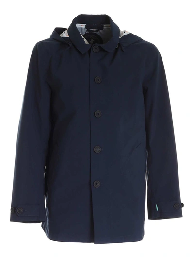 Save The Duck Single-breasted Trench Coat In Blue