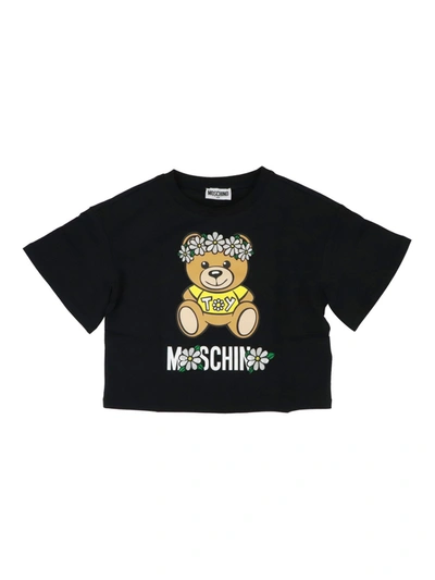 Moschino Kids' Daisy Teddy Bear T-shirt In Black