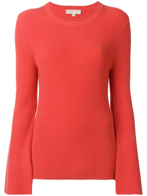 Michael Michael Kors Belle-sleeve Ribbed Sweater - Red | ModeSens