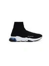 Balenciaga Black And White Speed Light Clear Sole Sneakers