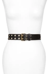 Allsaints Double Prong Belt In Black / Antique Brass