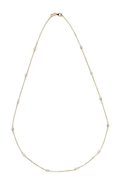 Suzy Levian 14k Gold Bezel Diamond Station Necklace