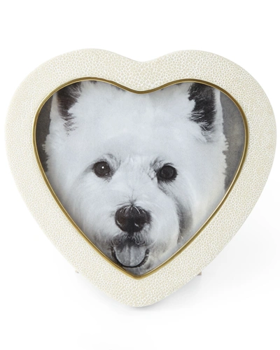 Aerin Cream Faux-shagreen Heart Picture Frame