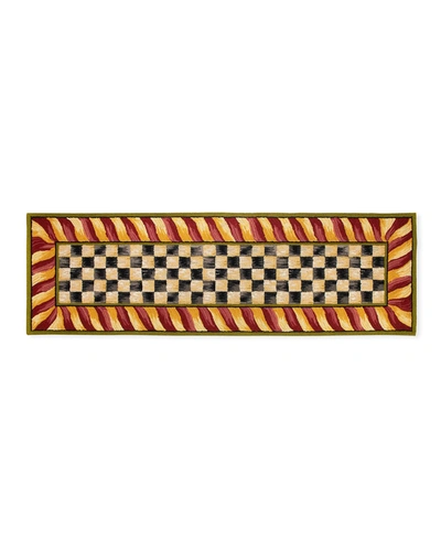 Mackenzie-childs Courtly Check Runner, 2'6" X 8' In Red/gold