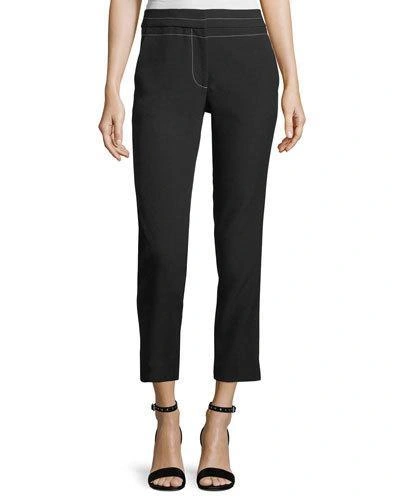 Elizabeth And James Phillip Cropped Straight-leg Pants W/ Topstitching In Black