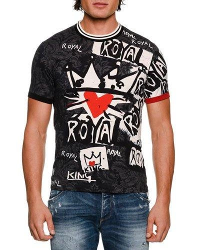 Dolce & Gabbana Royalty Graffiti Motif T-shirt In Black