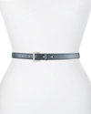 Saint Laurent Ysl Cintura Box Leather Belt In 1112 Storm