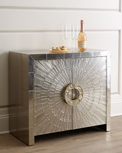 Jonathan Adler Talitha Cabinet In Metallic Gray