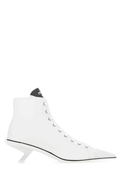 Prada Synthesis Heeled High-top Sneakers In White