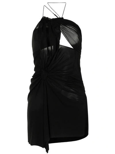 Nensi Dojaka Knotted Silk Tulle Mini Dress In Black