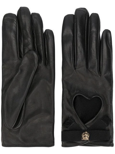 Gucci Leather Gloves With Grosgrain Bow In Black