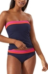 Tommy Bahama Island Cays Colorblocked Tummy-control Bandeau Tankini Top Women's Swimsuit In Navy