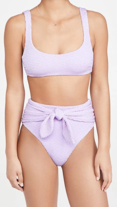 Veronica Beard Celeste Textured Bikini Top In Lavender