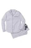 Petite Plume Men's French Ticking Twill Pajama Set, Navy/white