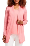 Nic + Zoe Open Front Linen Blend Long Cardigan In Grapefruit