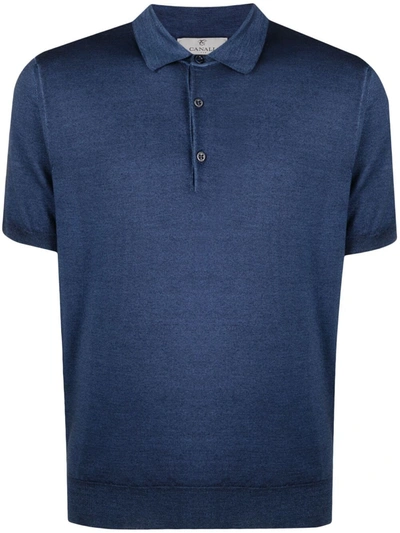 Canali Men's Cotton Jersey Polo Shirt, Dark Blue