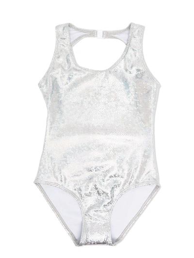 Andorine Teen Metallic Open-back Swimsuit In Silver