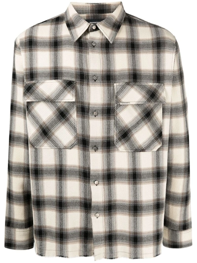 Represent Checked Waffle-knit Cotton Overshirt In Neutrals