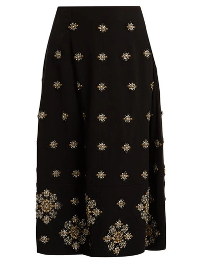 Elizabeth And James Lottie Embellished Midi A-line Skirt In Black