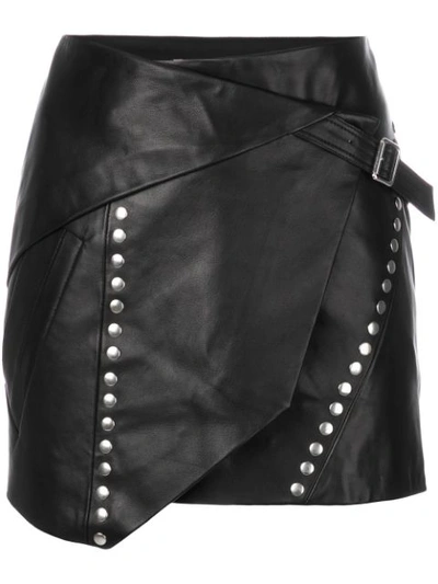 Iro Mupper Studded Leather Wrap Mini Skirt In Black