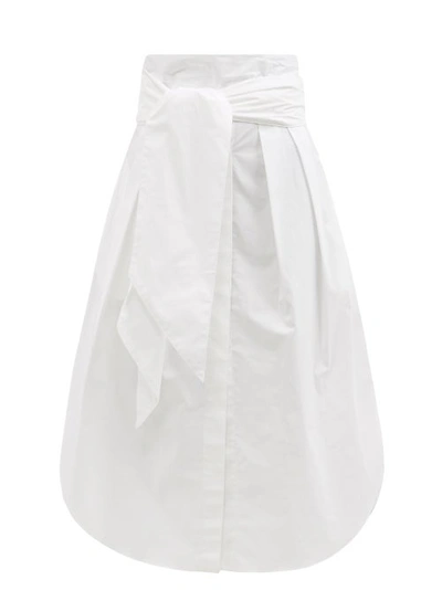Alexandre Vauthier Sash-belt Cotton-blend Poplin Midi Skirt In White