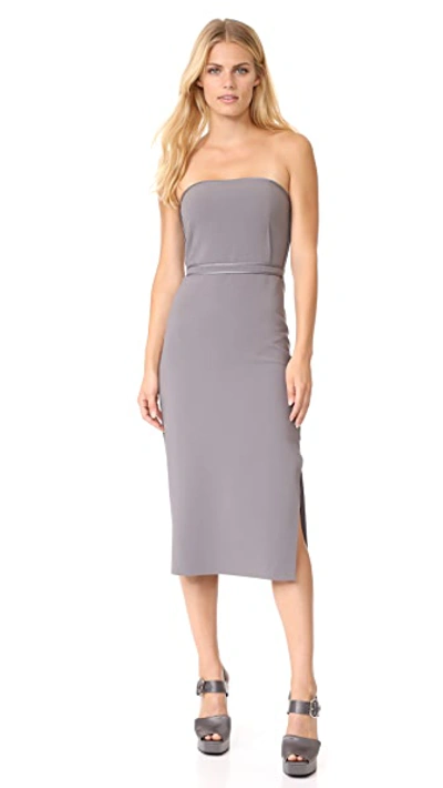 Elizabeth And James Sierra Strapless Fitted Sheath Crepe Dress In Gray