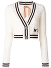 N°21 Cable-knit Button-front Wool-blend Cardigan Sweater In Black White