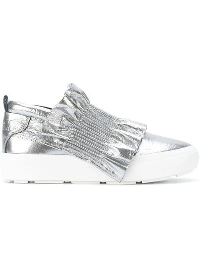 Msgm Ruffle Detail Sneakers In Argento