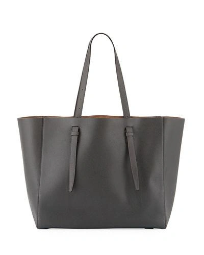 Valextra Soft Leather Tote Bag In Dark Gray