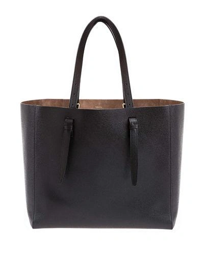 Valextra Soft Leather Tote Bag In Black